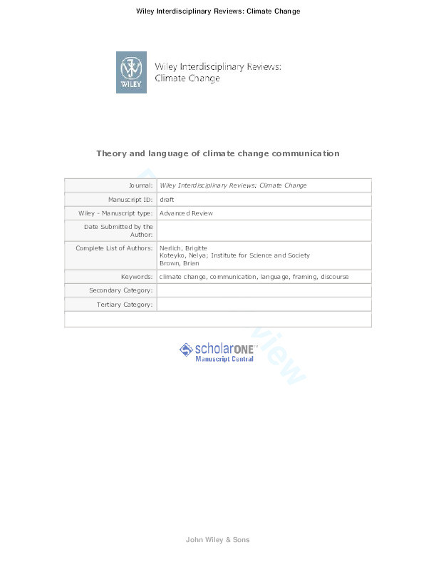 Theory and language of climate change communication Thumbnail