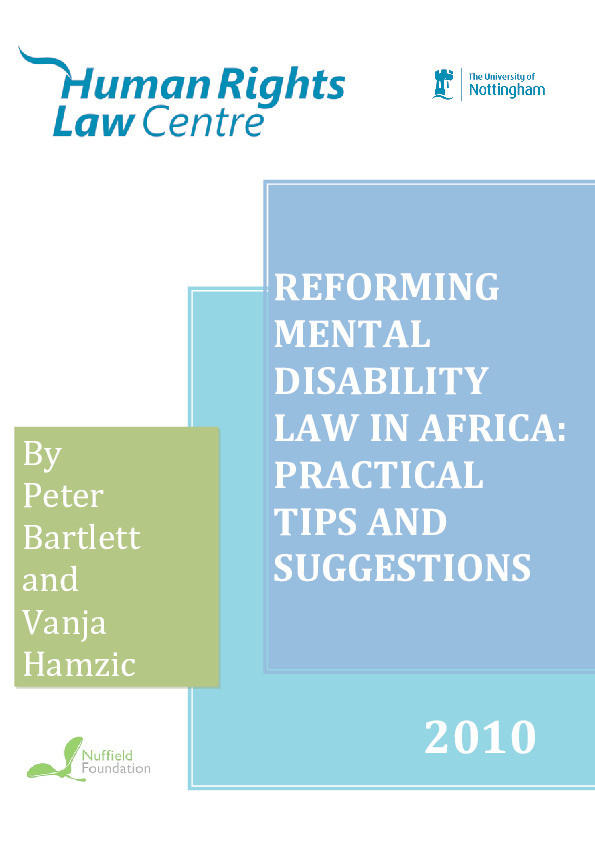 Reforming mental disability law in Africa: practical tips and suggestions Thumbnail