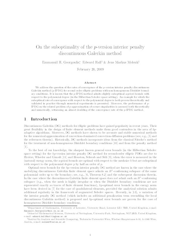 On the suboptimality of the p-version interior penalty discontinuous Galerkin method Thumbnail