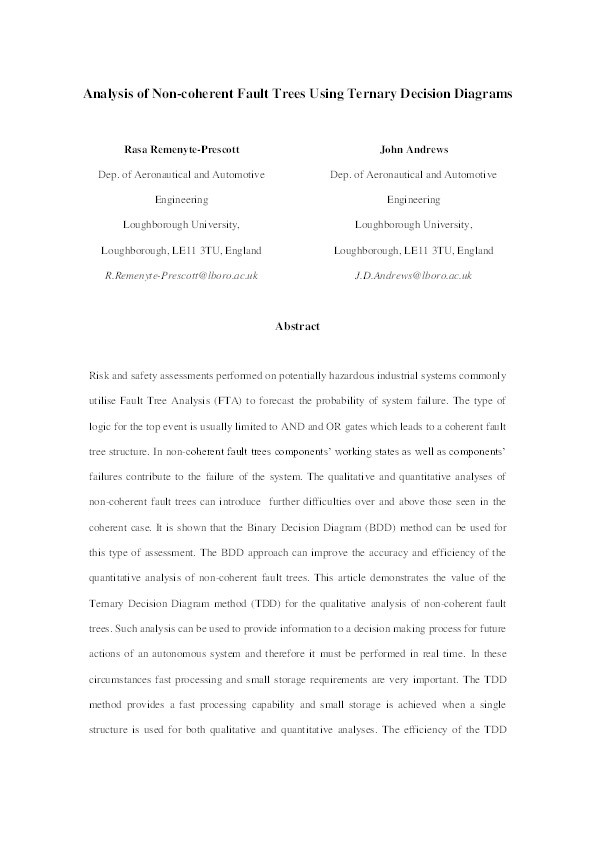 Analysis of non-coherent fault trees using ternary decision diagrams Thumbnail