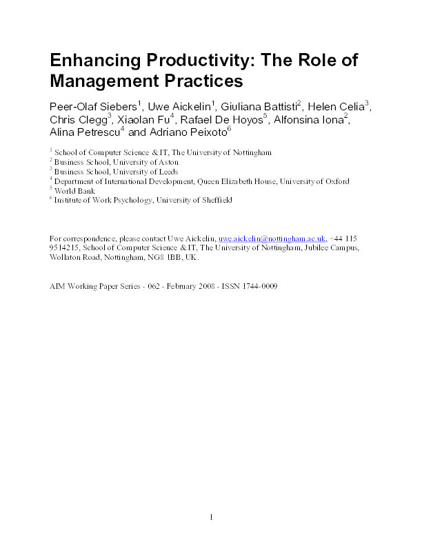 The role of management practices in closing the productivity gap Thumbnail