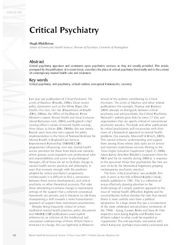 Critical Psychiatry Thumbnail