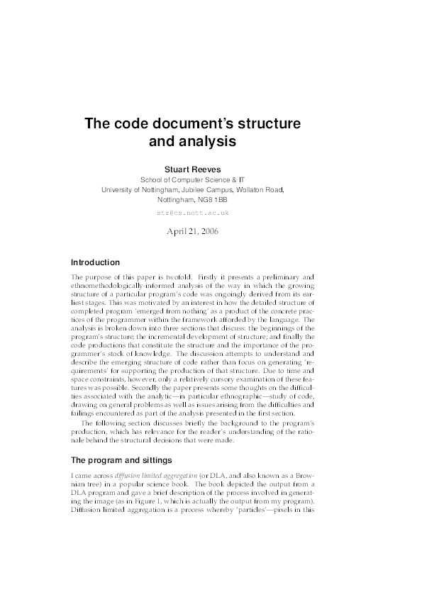 The code document's structure and analysis Thumbnail