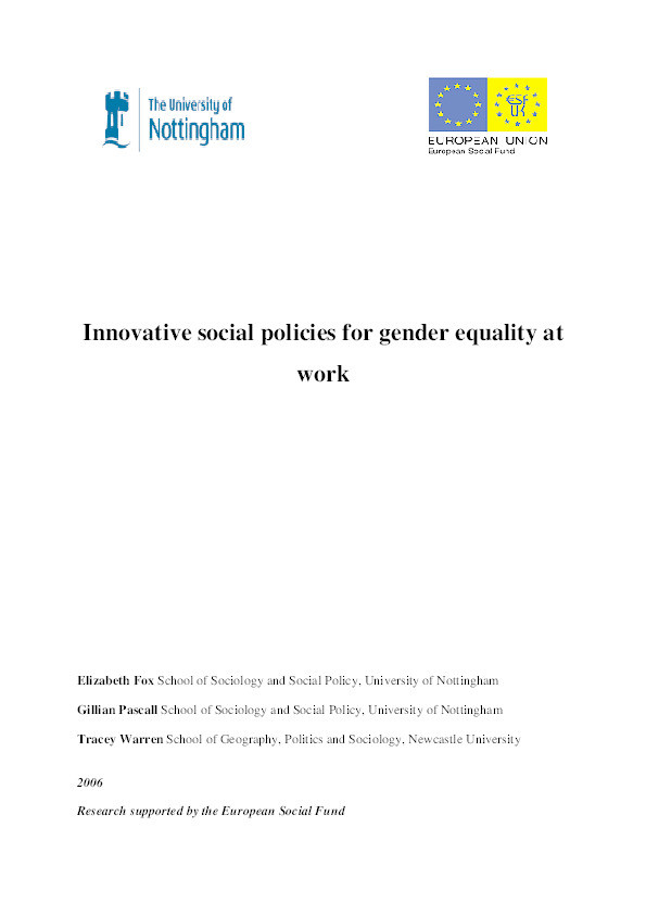 Innovative Social Policies for Gender Equality at Work: research findings Thumbnail