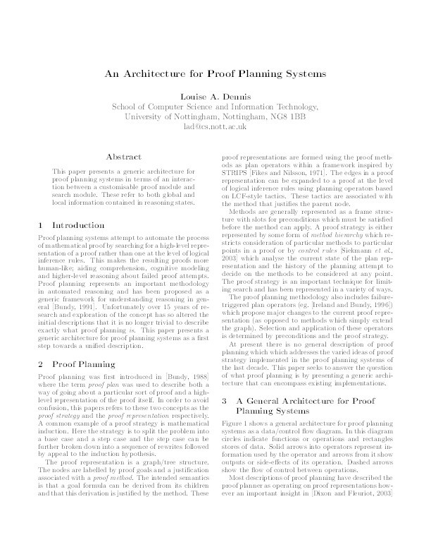 An Architecture for Proof Planning Systems Thumbnail