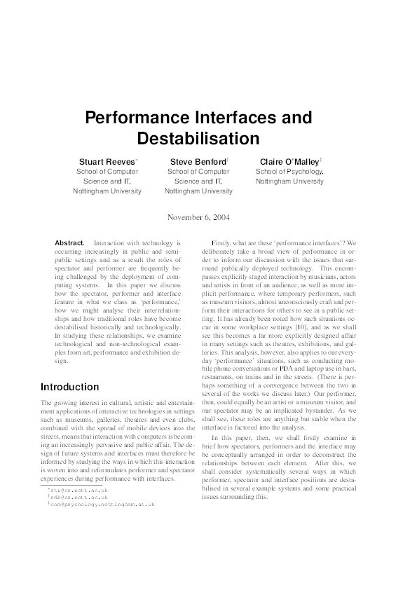 Performance interfaces and destabilisation Thumbnail
