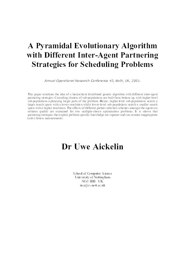A Pyramidal Genetic Algorithm for Multiple-Choice Problems Thumbnail