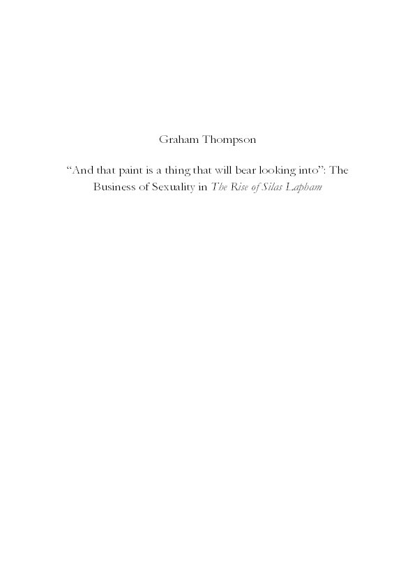 "And that paint is a thing that will bear looking into": the business of sexuality in the rise of Silas Lapham Thumbnail