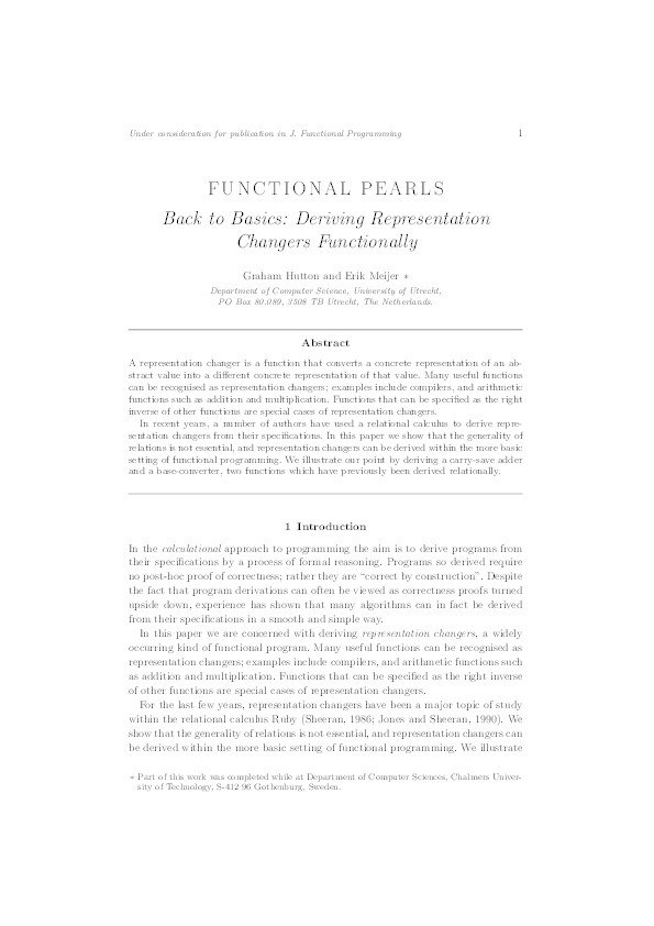 Back to Basics: Deriving Representation Changers Functionally Thumbnail