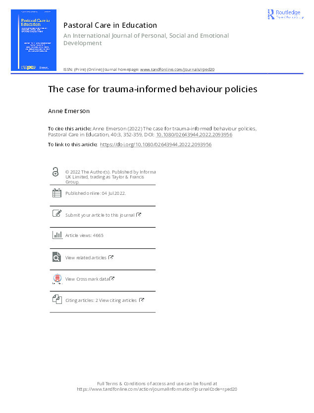 The case for trauma-informed behaviour policies Thumbnail
