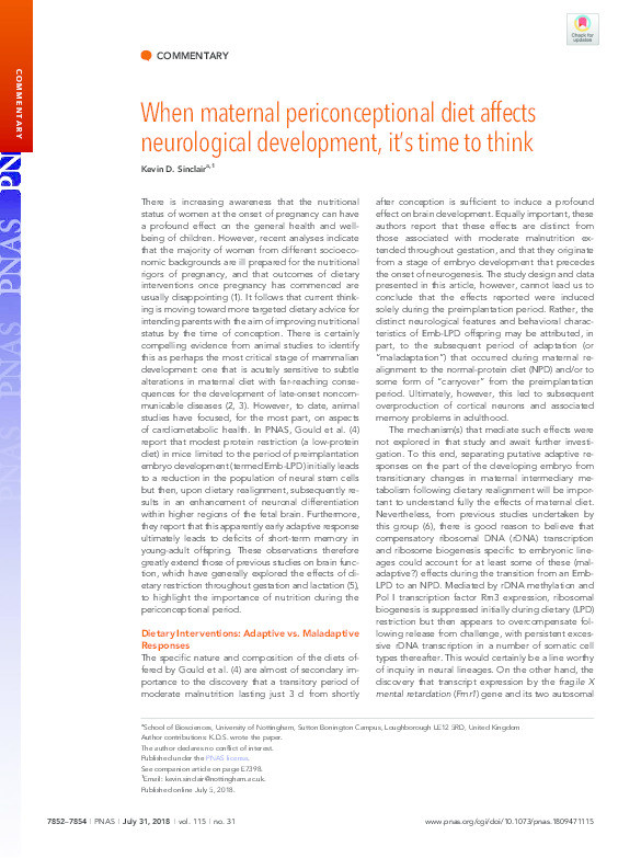 When maternal periconceptional diet affects neurological development, it’s time to think Thumbnail