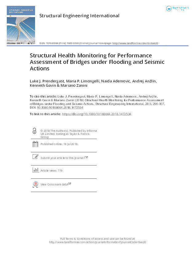 Structural health monitoring for performance assessment of bridges under flooding and seismic actions Thumbnail