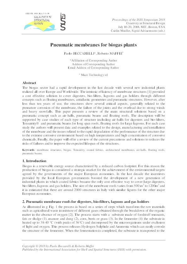 Pneumatic membranes for biogas plants Thumbnail