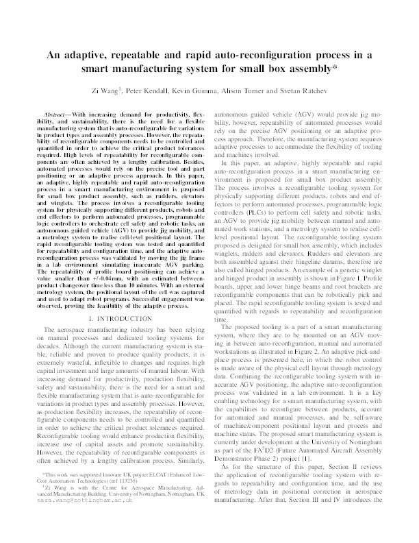 An Adaptive, Repeatable and Rapid Auto-Reconfiguration Process in a Smart Manufacturing System for Small Box Assembly Thumbnail