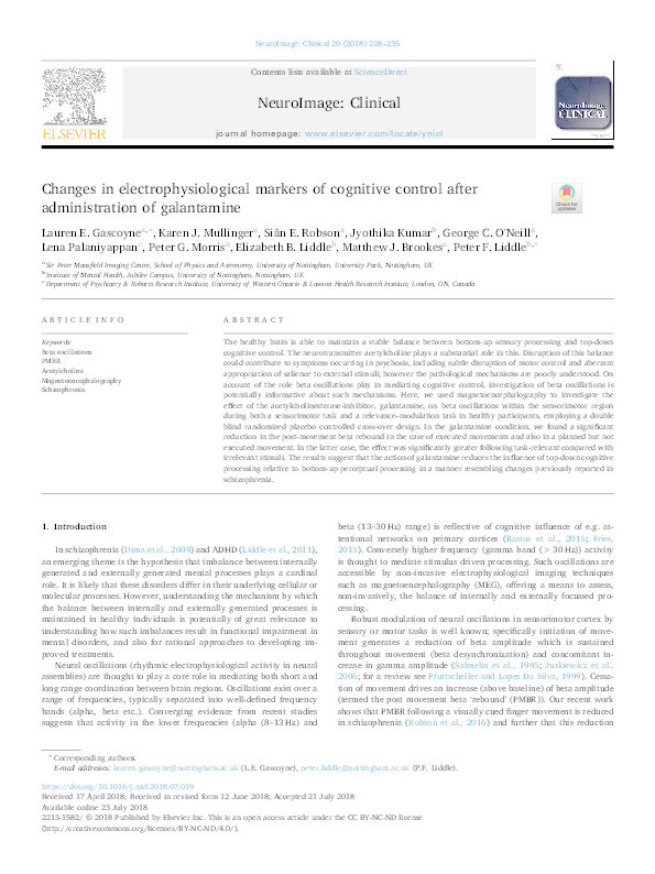 Changes in electrophysiological markers of cognitive control after administration of galantamine Thumbnail