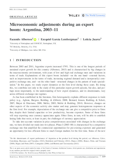 Microeconomic adjustments during an export boom: Argentina, 2003-11 Thumbnail