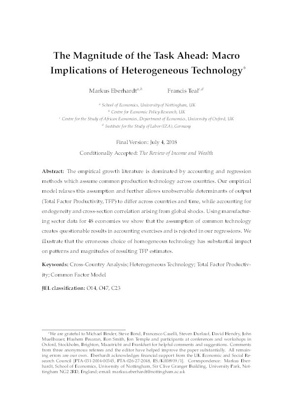 The Magnitude of the Task Ahead: Macro Implications of Heterogeneous Technology Thumbnail