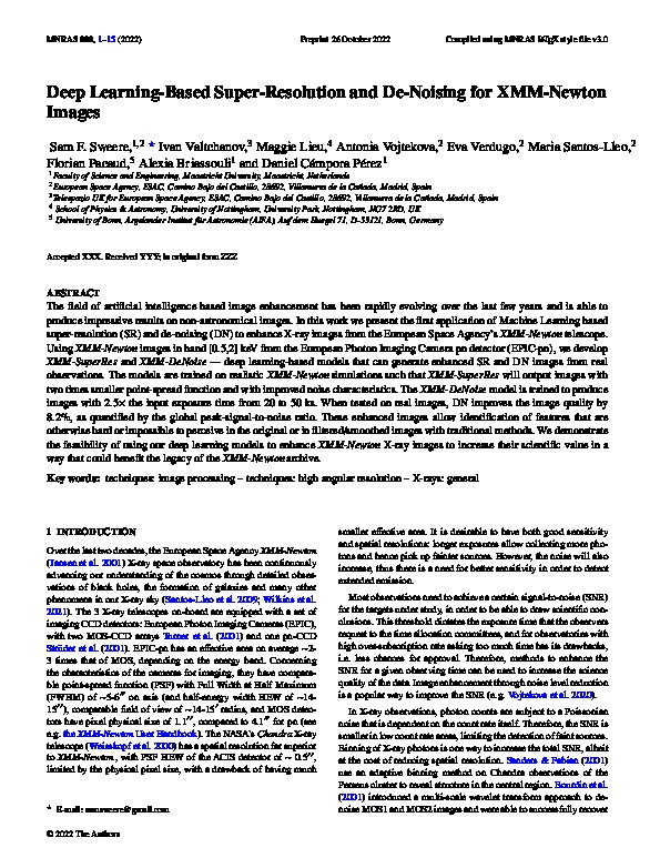 Deep learning-based super-resolution and de-noising for XMM-newton images Thumbnail