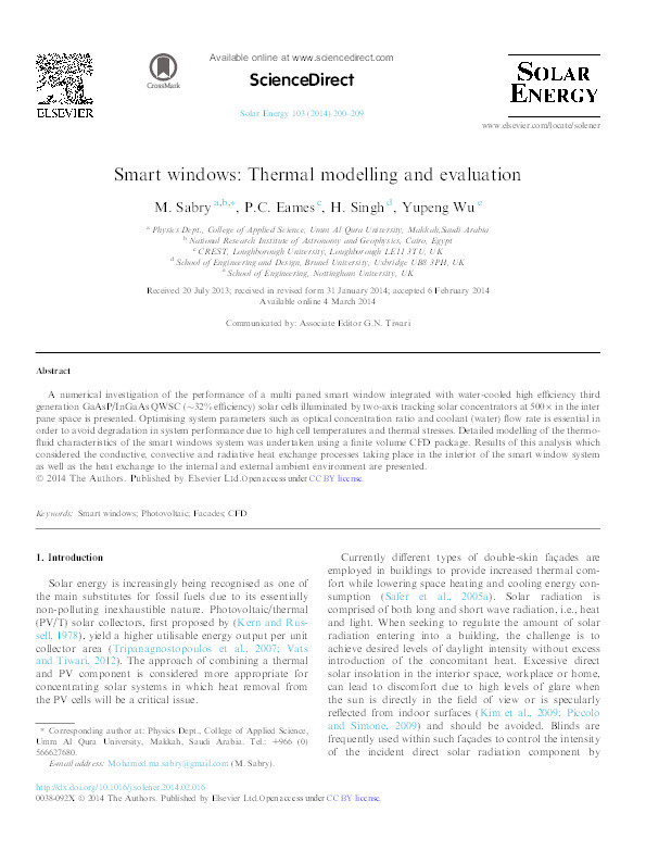 Smart windows: thermal modelling and evaluation Thumbnail