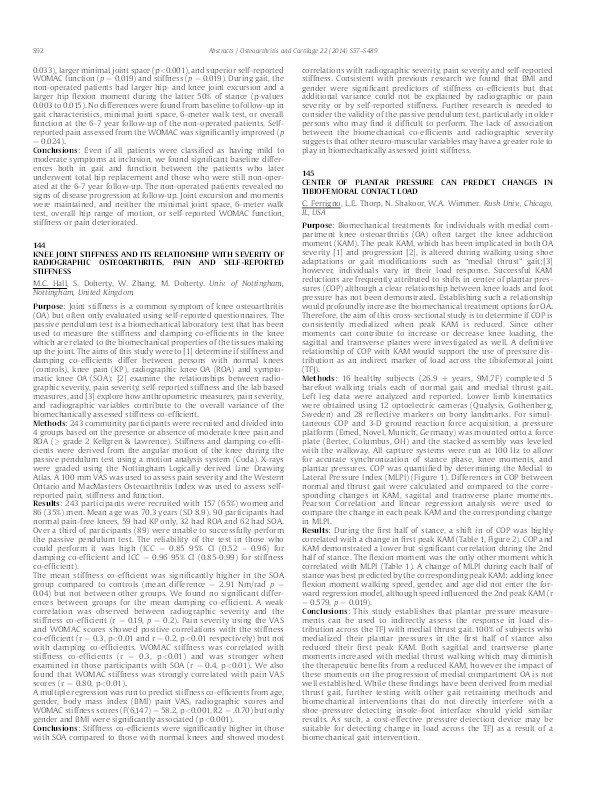 Knee joint stiffness and its relationship with severity of radiographic osteoarthritis, pain and self-reported stiffness Thumbnail