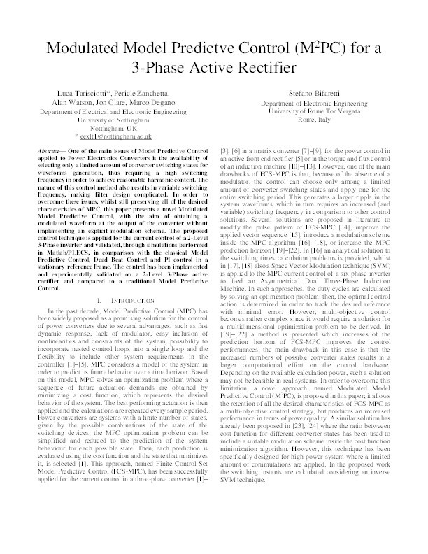 Modulated Model Predictive Control for a Three-Phase Active Rectifier Thumbnail
