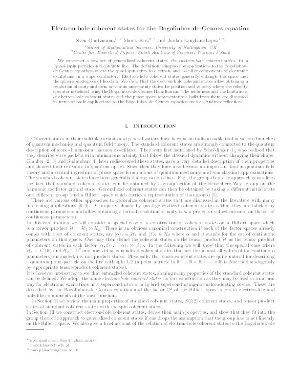 Electron-hole coherent states for the Bogoliubov-de Gennes equation Thumbnail