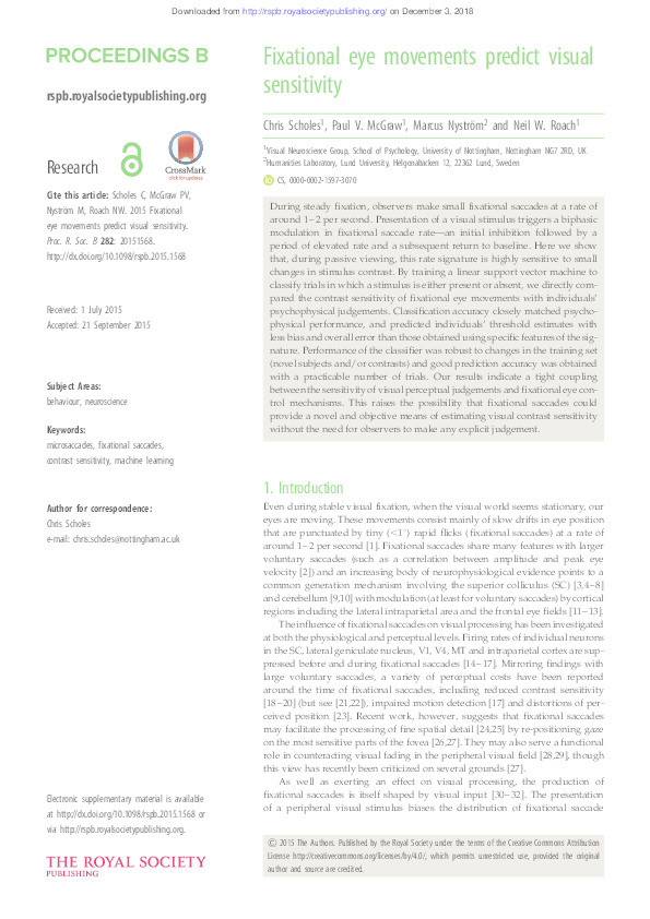 Fixational eye movements predict visual sensitivity Thumbnail