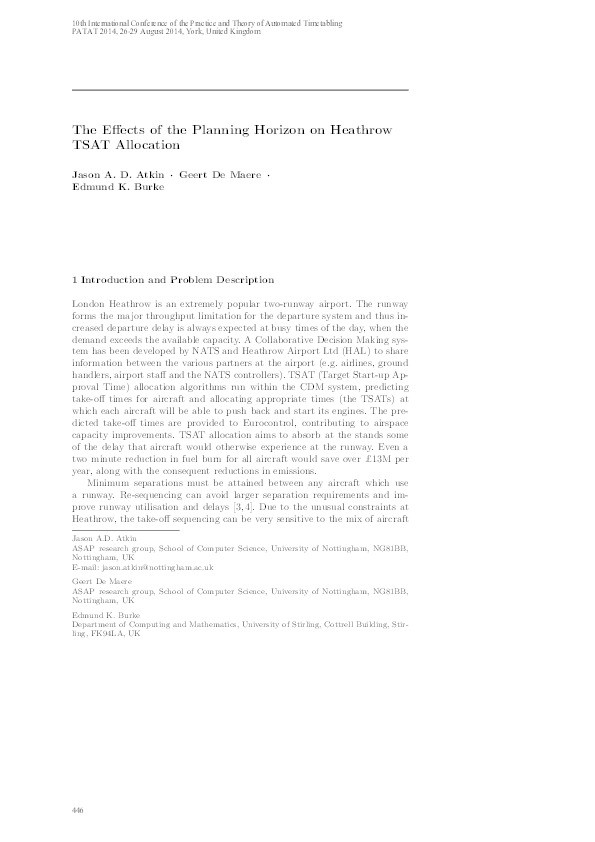 The Effects of the Planning Horizon on Heathrow TSAT Allocation Thumbnail