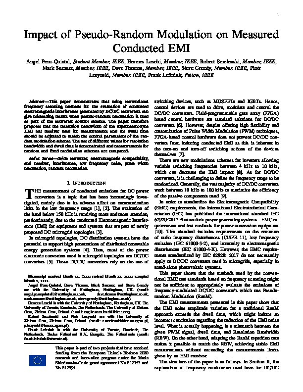 Impact of Pseudo-Random Modulation on Measured Conducted EMI Thumbnail