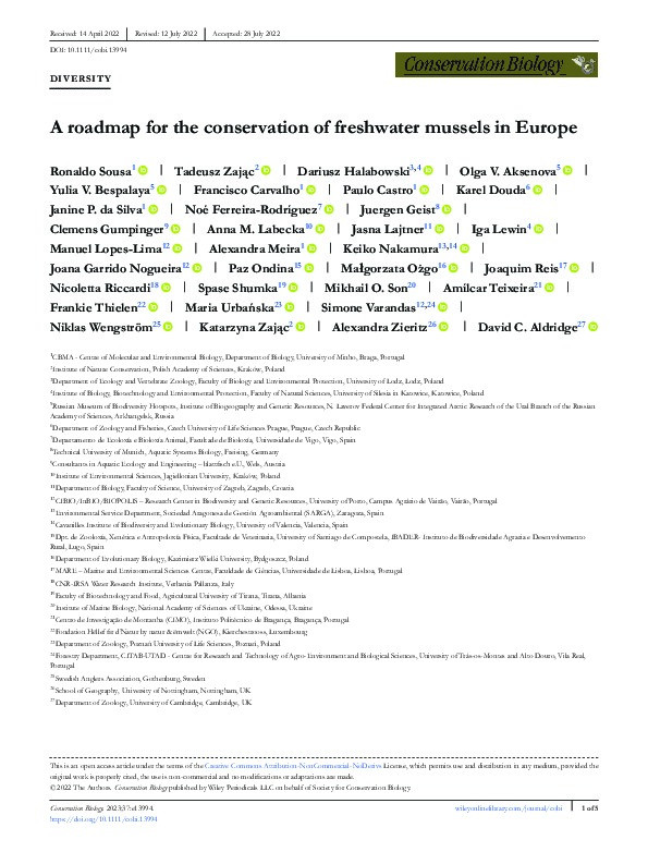 A roadmap for the conservation of freshwater mussels in Europe Thumbnail