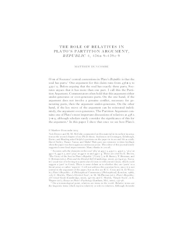 The Role of Relatives in Plato’s Partition Argument, Republic 4, 436 B 9–439 C 9 Thumbnail