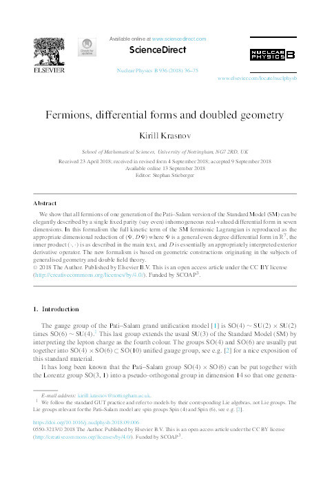 Fermions, differential forms and doubled geometry Thumbnail