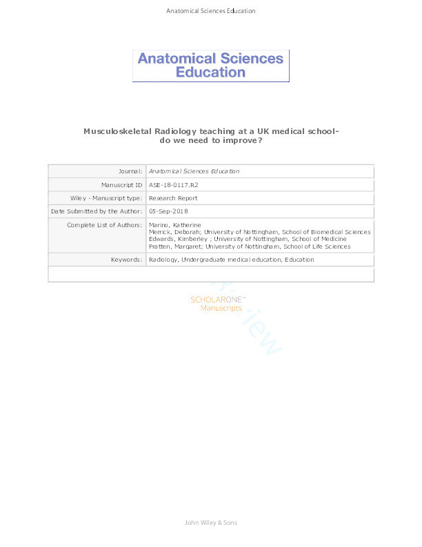 Musculoskeletal radiology teaching at a UK medical school-do we need to improve? Thumbnail