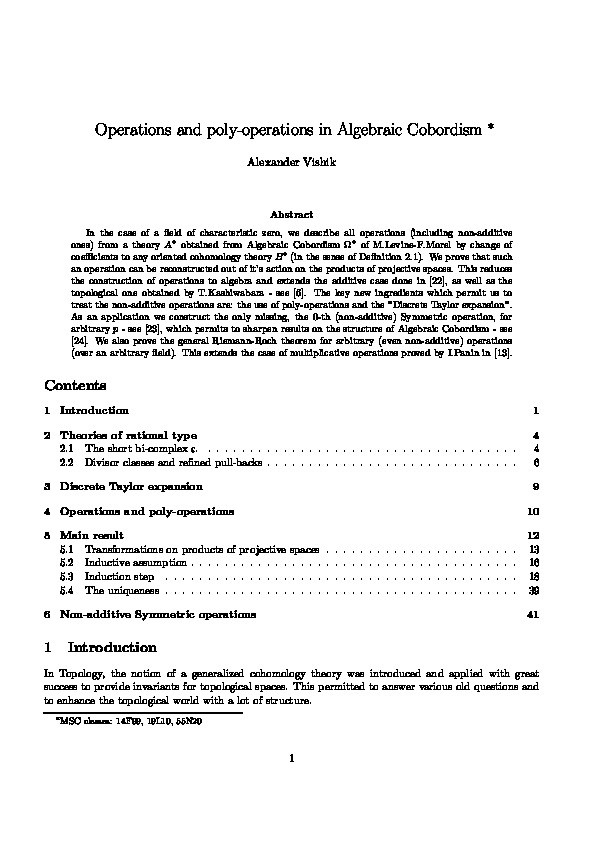 Operations and poly-operations in algebraic cobordism Thumbnail