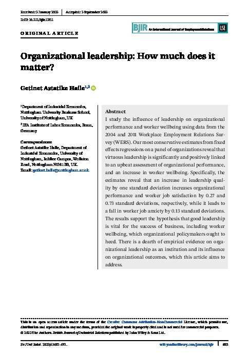 Organizational leadership: How much does it matter? Thumbnail