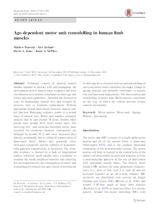 Age-dependent motor unit remodelling in human limb muscles Thumbnail