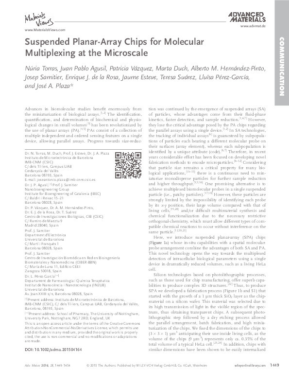 Suspended Planar-Array Chips for Molecular Multiplexing at the Microscale Thumbnail