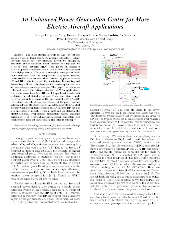 An Enhanced Power Generation Centre for More Electric Aircraft Applications Thumbnail