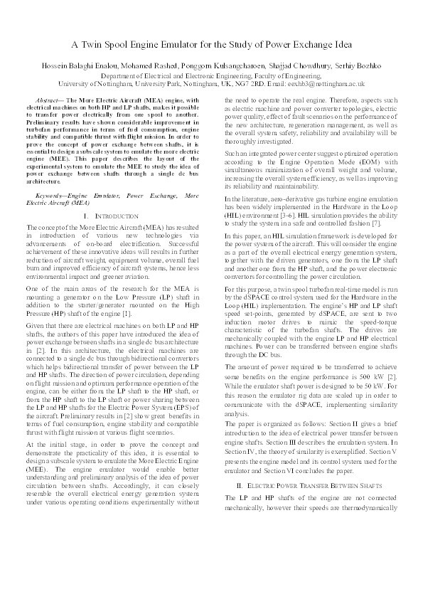 A Twin Spool Engine Emulator for the Study of Power Exchange Idea Thumbnail