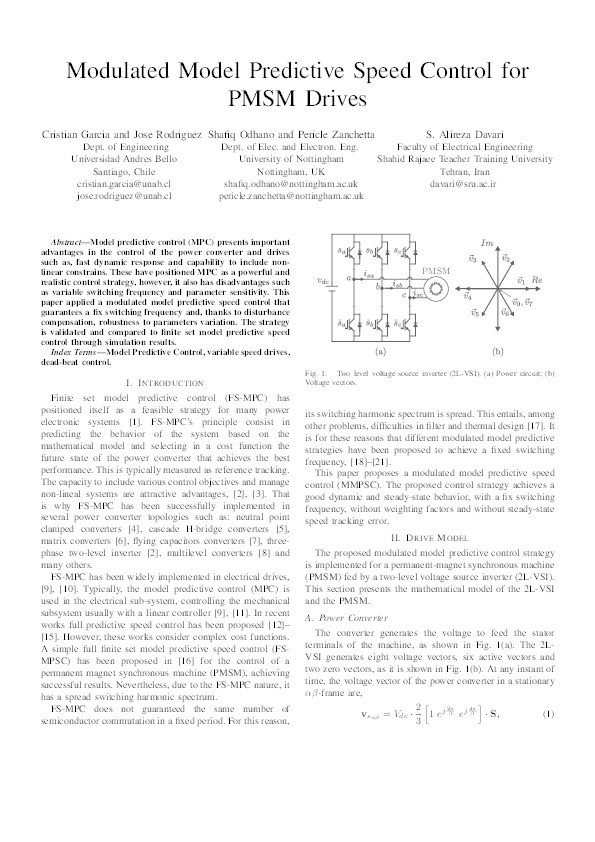 Modulated Model Predictive Speed Control for PMSM Drives Thumbnail