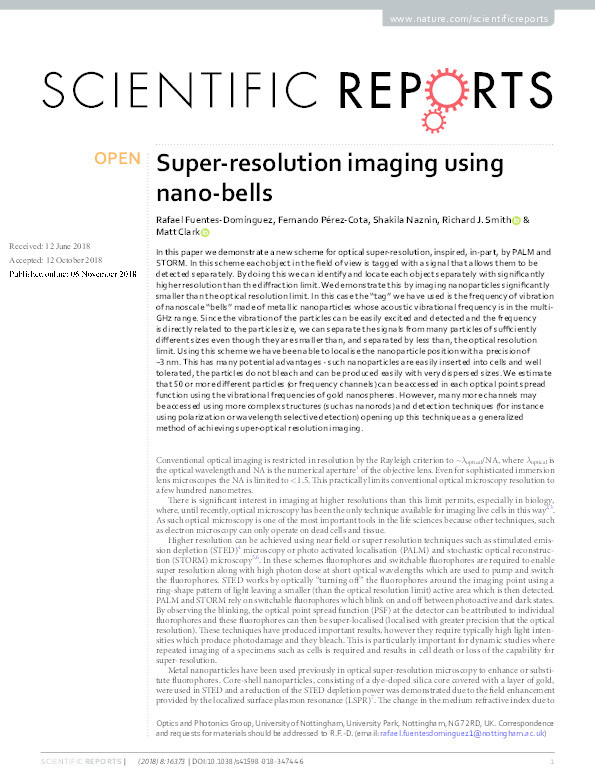 Super-resolution imaging using nano-bells Thumbnail