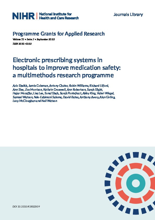 Electronic prescribing systems in hospitals to improve medication safety: a multimethods research programme Thumbnail