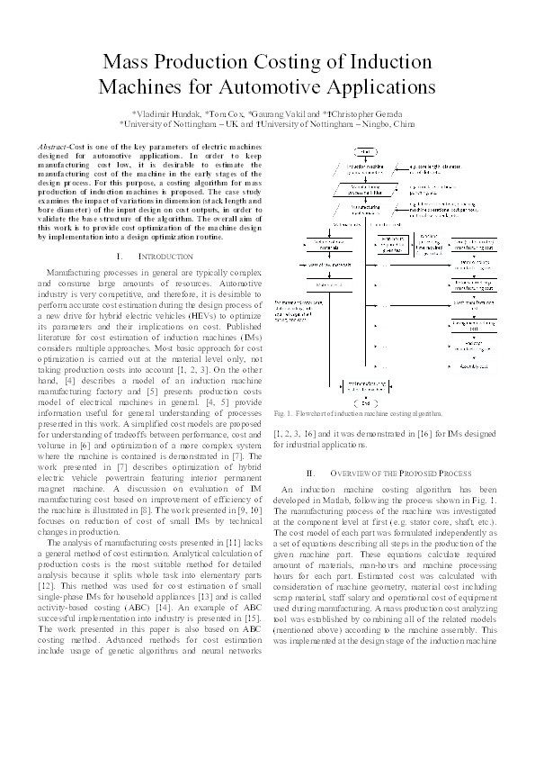 Mass Production Costing of Induction Machines for Automotive Applications Thumbnail