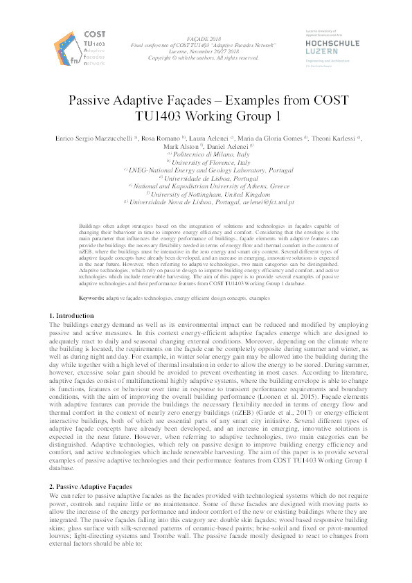 Passive adaptive façades: examples from COST TU1403 Working Group 1 Thumbnail