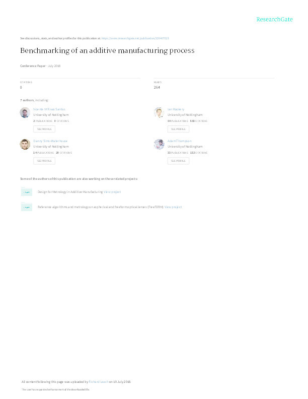 Benchmarking of an additive manufacturing process Thumbnail