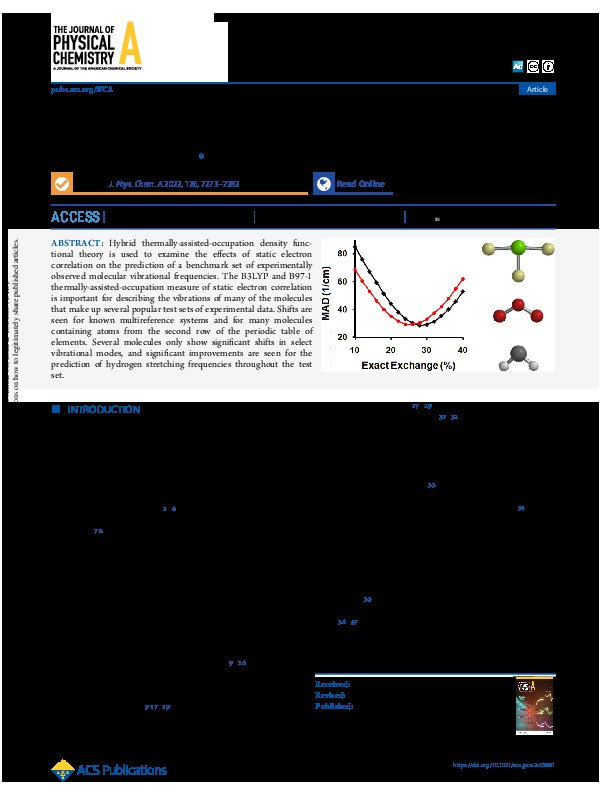 Static Electron Correlation in Anharmonic Molecular Vibrations: A Hybrid TAO-DFT Study Thumbnail
