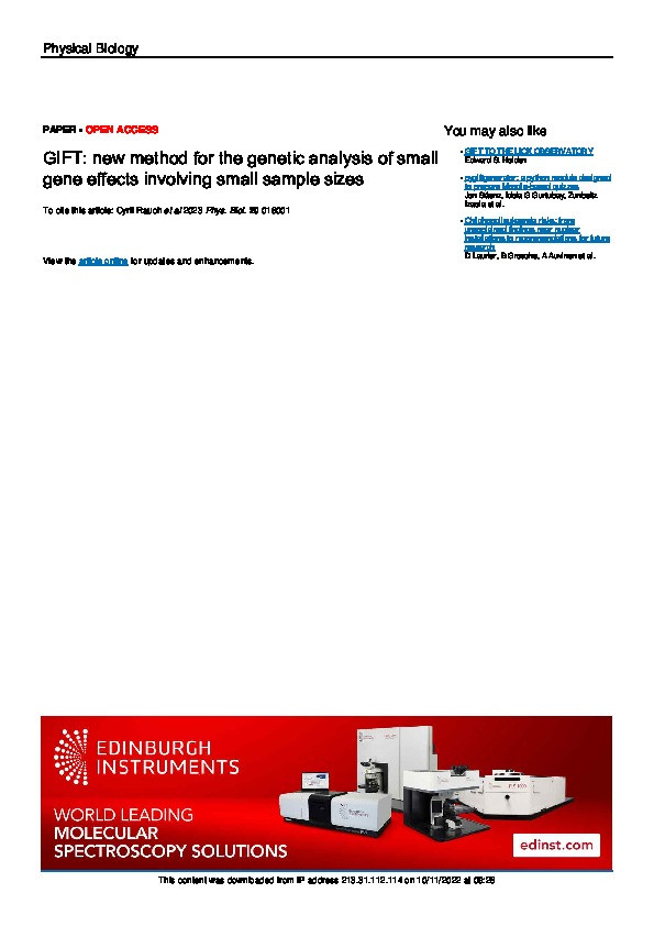 GIFT: New method for the genetic analysis of small gene effects involving small sample sizes Thumbnail