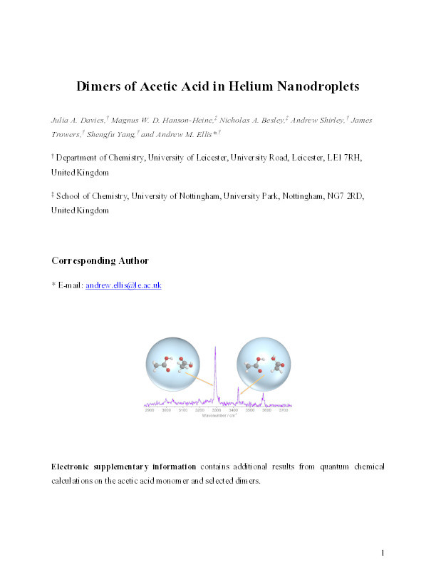 Dimers of acetic acid in helium nanodroplets Thumbnail