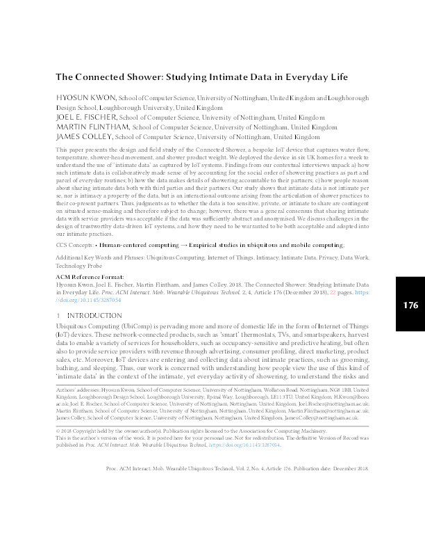 The Connected Shower: Studying Intimate Data in Everyday Life Thumbnail