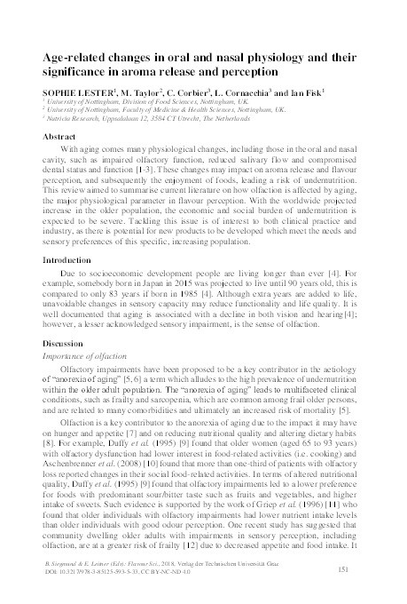 Age-related changes in oral and nasal physiology and their significance in aroma release and perception Thumbnail